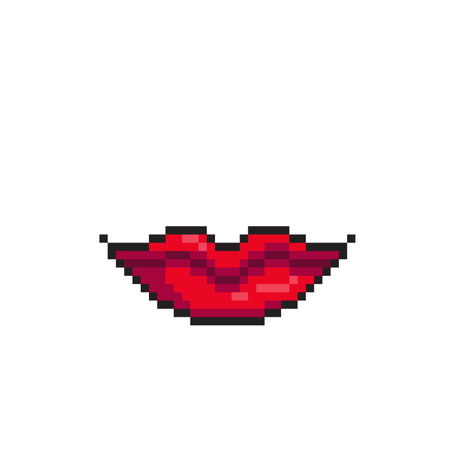 Pixel art female lips isolated on white background. Vector illustration in 8 bit style.のイラスト素材