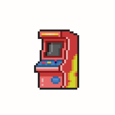 Retro arcade game machine. Pixel art retro arcade game machine vector illustrationのイラスト素材
