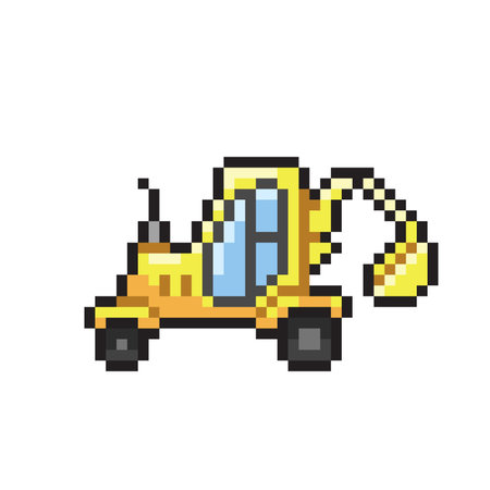 Pixel art bulldozer isolated on white background. Vector pixel art illustration.のイラスト素材