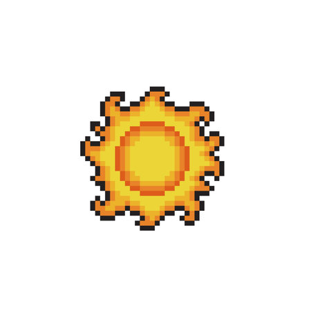 pixel sun icon over white background, colorful pixel art, vector illustrationのイラスト素材