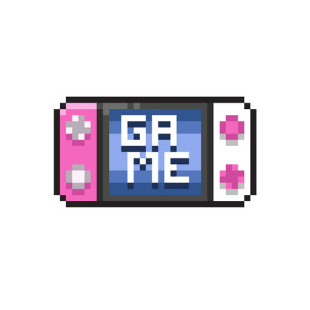 Retro videogame console. Pixelated gamepad. Vector illustrationのイラスト素材