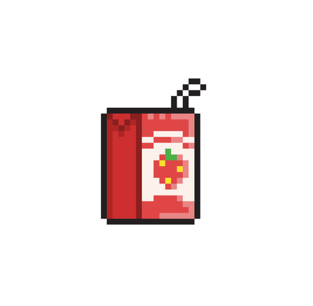 pixelated strawberry juice icon, pixelated pixelated strawberry juice vector illustrationのイラスト素材