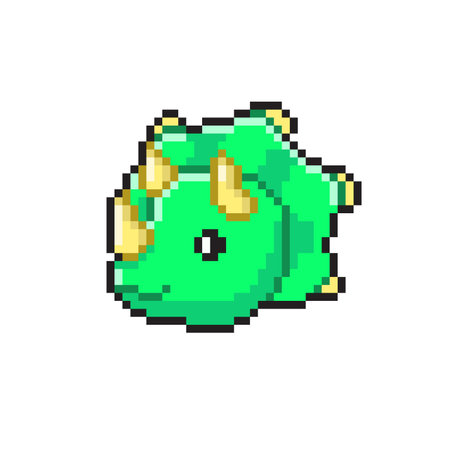 Pixel art green triceratops head isolated on white background. Vector illustration.のイラスト素材