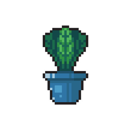 beetroot in pot pixel art icon isolated on white background. Vector illustration.のイラスト素材