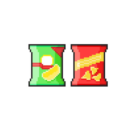 pixel art snack bag isolated on white background. pixelated snack bagのイラスト素材