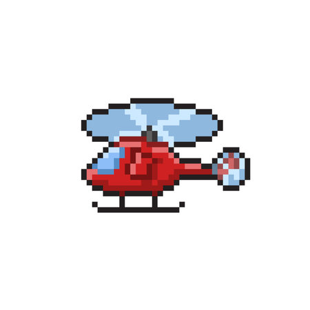 Pixel art helicopter icon. Vector illustration isolated on white background. Graphic concept for your designのイラスト素材