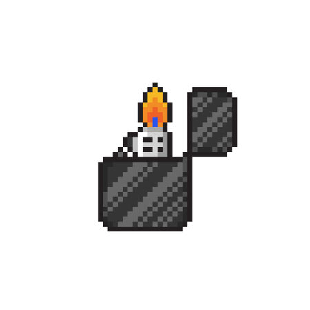 gas lighter pixel art icon, pixel art vector illustration designのイラスト素材