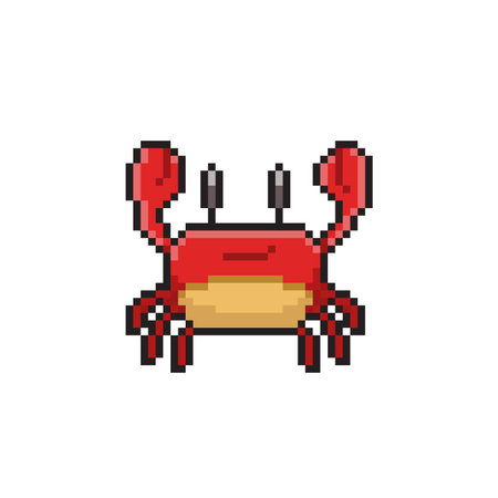 Pixel art crab. Vector illustration. Isolated on white background.のイラスト素材