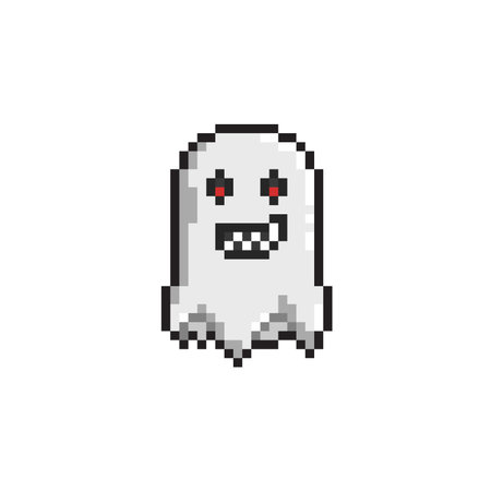 Pixel art ghost isolated on white background. Vector illustration. Eps 10のイラスト素材