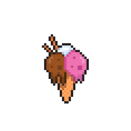 ice cream pixel art, pixel art, vector illustration eps10のイラスト素材