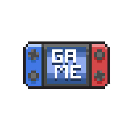 Retro video game console. Pixelated retro video game console. Retro video game console. Vector illustration.のイラスト素材