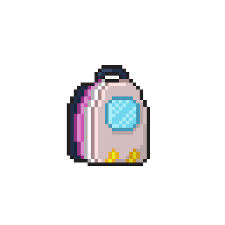 pixel art pet carrier isolated on white background. pixel art pet carrier. pixel art vector illustrationのイラスト素材