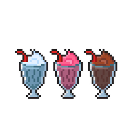 ice cream pixel art icon set vector illustration graphic design in 8 bitのイラスト素材
