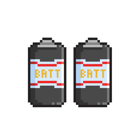 Pixel art battery isolated on white background. Pixelated vector illustration.のイラスト素材