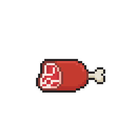 a single meat in pixel art styleのイラスト素材
