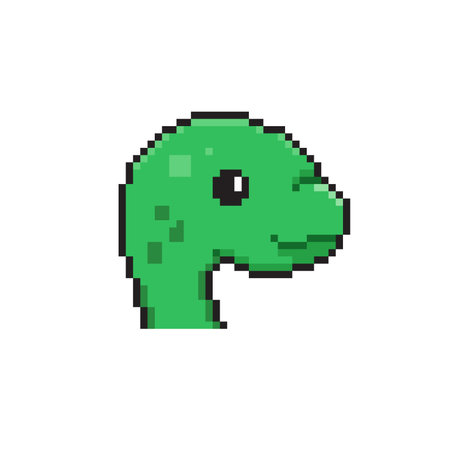 Pixel green dinosaur isolated on white background. Vector illustration in pixel art style.のイラスト素材