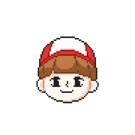 pixelated boy head avatar with cap vector illustration eps 10.のイラスト素材