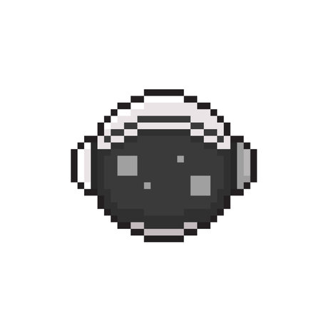 astronaut head in pixel art icon isolated on white background. vector illustration.のイラスト素材