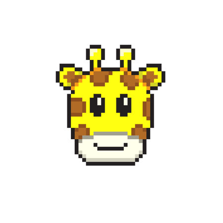 Pixel giraffe head. Cute animal head. Vector illustration.