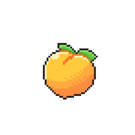 pixel art peach fruit isolated on white background. vector illustrationのイラスト素材