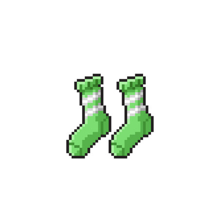 Pixel art christmas sock. Vector illustration. Isolated on white background.のイラスト素材