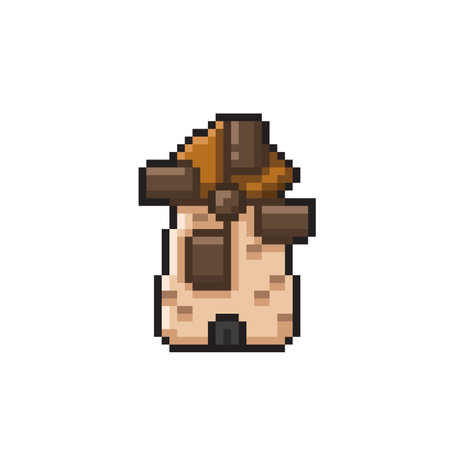 grind mill building in pixel art styleのイラスト素材