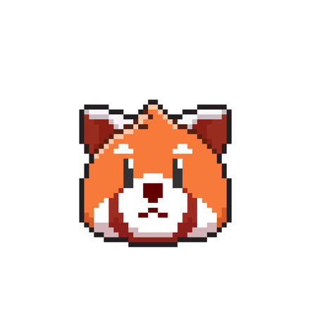 cute red panda head in pixel art styleのイラスト素材