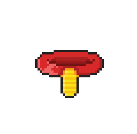 red necklace with golden coin pixel art styleのイラスト素材