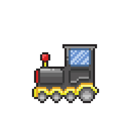 Pixel art retro videogame train isolated on white background. Vector illustrationのイラスト素材