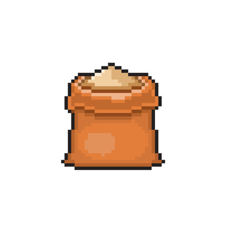 pixel art bag of flour isolated on white background. vector illustration eps10のイラスト素材