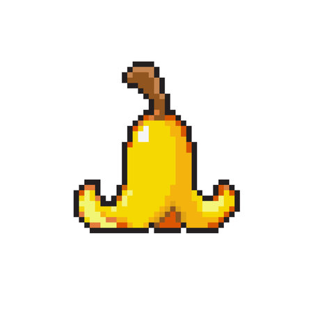 banana peel in pixel art styleのイラスト素材