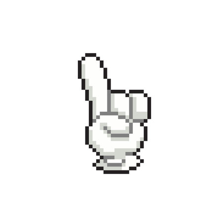 Pixel art hand with finger up. Pixel art hand with one finger up.のイラスト素材