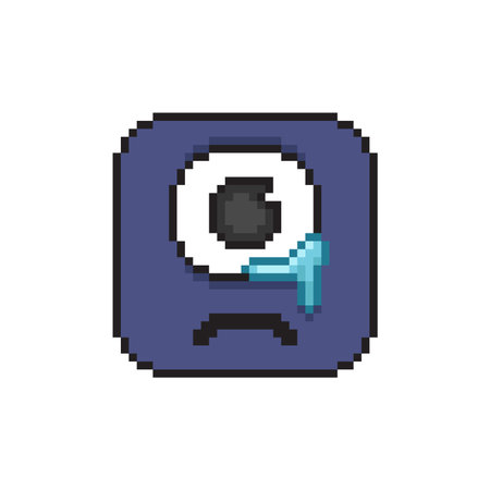 one eye head with cry face in pixel art styleのイラスト素材