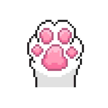 pixel art dog paw isolated on white background, vector illustrationのイラスト素材