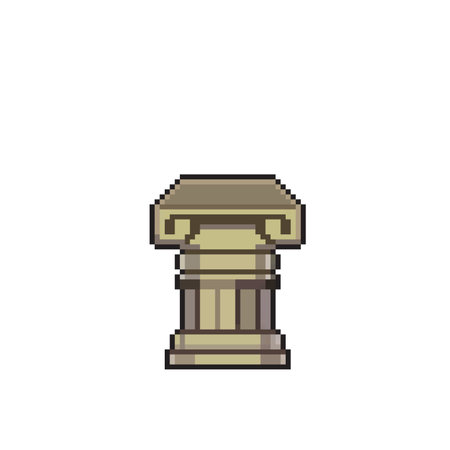 pixelated antique column icon over white background, colorful design. vector illustrationのイラスト素材