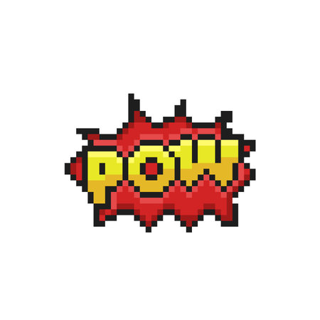 pow game effect text in pixel art styleのイラスト素材