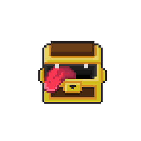 treasure chest monster in pixel art styleのイラスト素材
