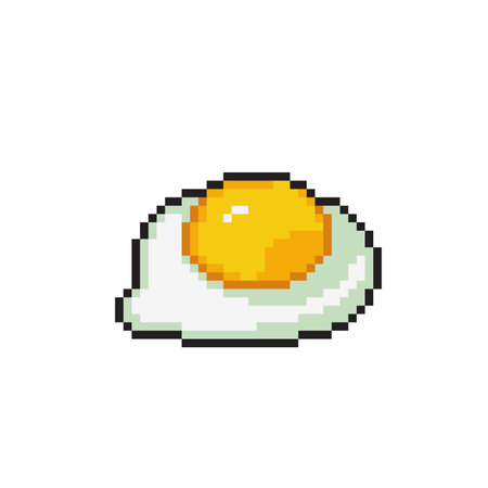 pixel art fried egg isolated on white background. vector illustration eps10のイラスト素材