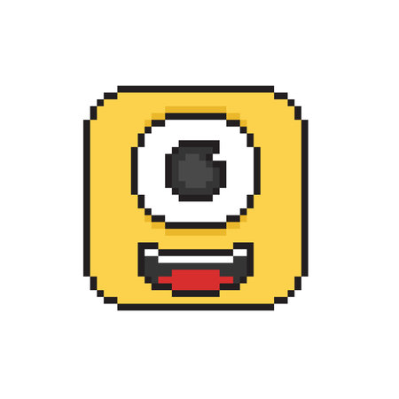 one eye with laugh face in pixel art styleのイラスト素材