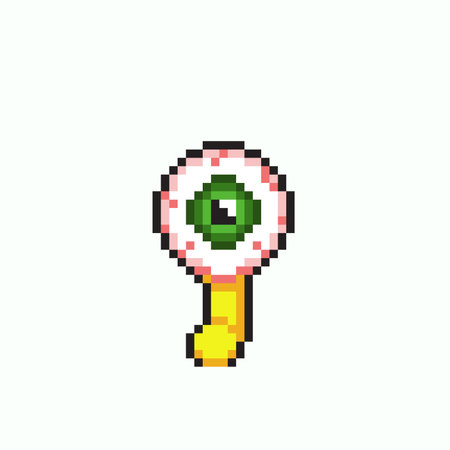 eyeball monster with one leg in pixel art styleのイラスト素材