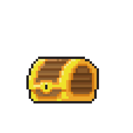 Vector pixel art treasure chest isolated on a white background. 8 bit illustration.のイラスト素材