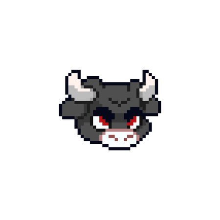 pixel art bull head isolated on white background, vector illustrationのイラスト素材