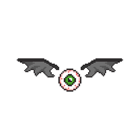 pixelated halloween bat with eye isolated icon vector illustration designのイラスト素材