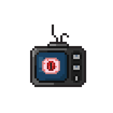 pixel art video game retro television with eyeball vector illustration eps10 graphic designのイラスト素材