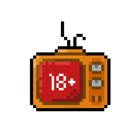 television with eighteen plus screen in pixel art styleのイラスト素材