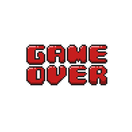 Game over pixel art text isolated on white background. Vector illustration.のイラスト素材