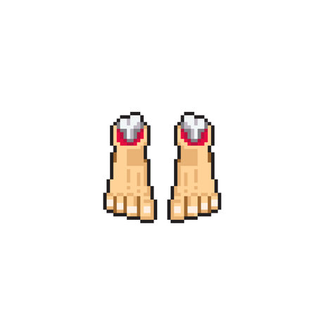 human foot with bone in pixel art styleのイラスト素材