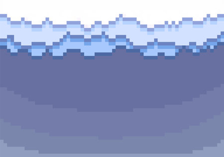Vector pixel art background. Vector illustration of a sky and cloud.のイラスト素材