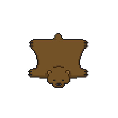 pixel art bear carpet isolated on white background. 8 bit vector illustrationのイラスト素材