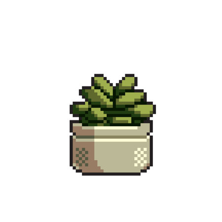 plant in the pot with pixel art styleのイラスト素材